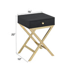 ACME 82296 Coleen Side Table, Black & Brass