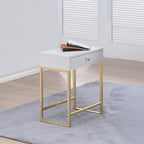 ACME 82298 Coleen Side Table, White & Brass