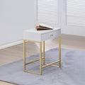 ACME 82298 Coleen Side Table, White & Brass