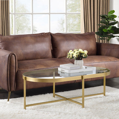 ACME 82305 Charrot Coffee Table, Clear Glass & Gold Finish