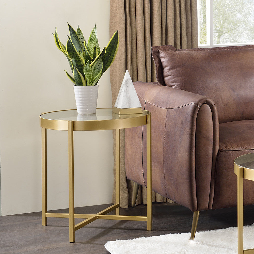 ACME 82307 Charrot End Table, Gold Finish