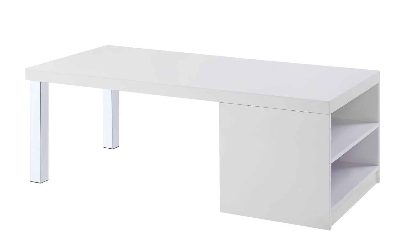 ACME 82330 Harta Coffee Table, White High Gloss & Chrome