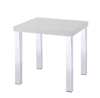 ACME 82332 Harta End Table, White High Gloss & Chrome