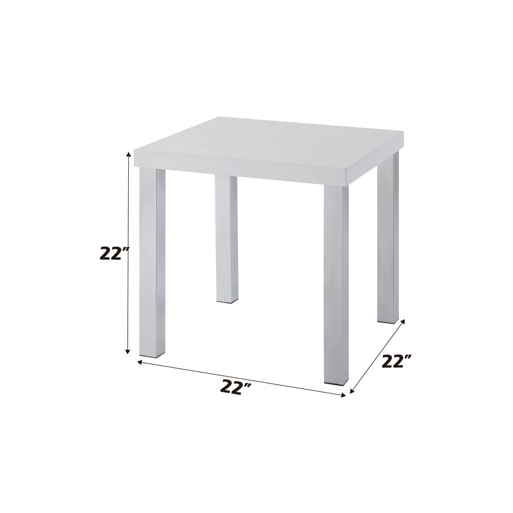 ACME 82332 Harta End Table, White High Gloss & Chrome