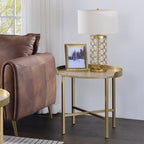 ACME 82337 Mithea End Table, Oak Table Top & Gold Finish