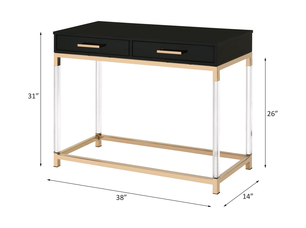 ACME 82348 Adiel Console Table, Black & Gold Finish