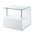 ACME 82362 Nevaeh End Table, Clear Glass & White High Gloss Finish
