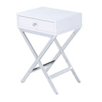 ACME 82696 Coleen Side Table, White & Brass