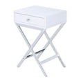 ACME 82696 Coleen Side Table, White & Brass