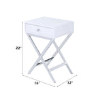 ACME 82696 Coleen Side Table, White & Brass