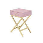 ACME 82698 Coleen Side Table, White & Brass