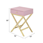 ACME 82698 Coleen Side Table, White & Brass