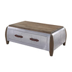 ACME 82855 Brancaster Coffee Table, Antique Oak & Aluminum