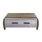 ACME 82855 Brancaster Coffee Table, Antique Oak & Aluminum