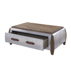 ACME 82855 Brancaster Coffee Table, Antique Oak & Aluminum