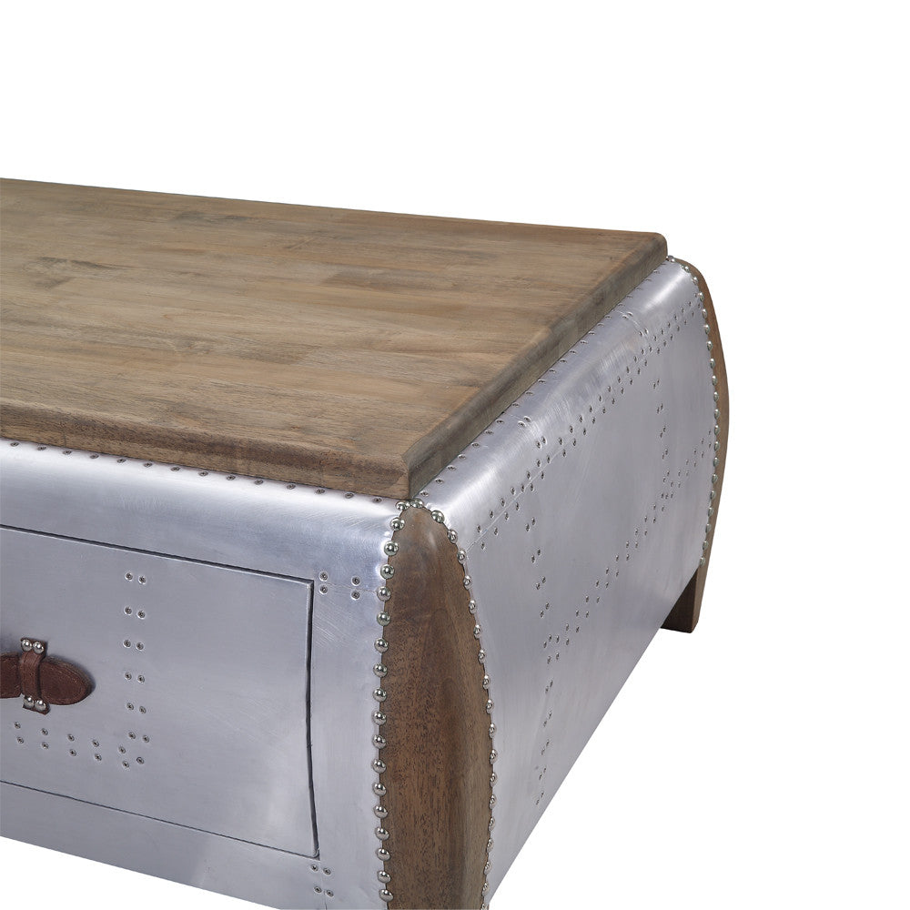 ACME 82855 Brancaster Coffee Table, Antique Oak & Aluminum