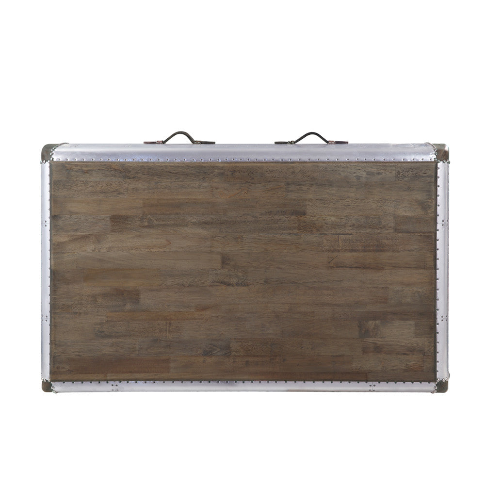 ACME 82855 Brancaster Coffee Table, Antique Oak & Aluminum