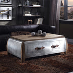 ACME 82855 Brancaster Coffee Table, Antique Oak & Aluminum