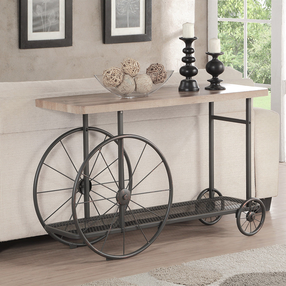 ACME 82863 Francie Sofa Table, Oak & Antique Gray