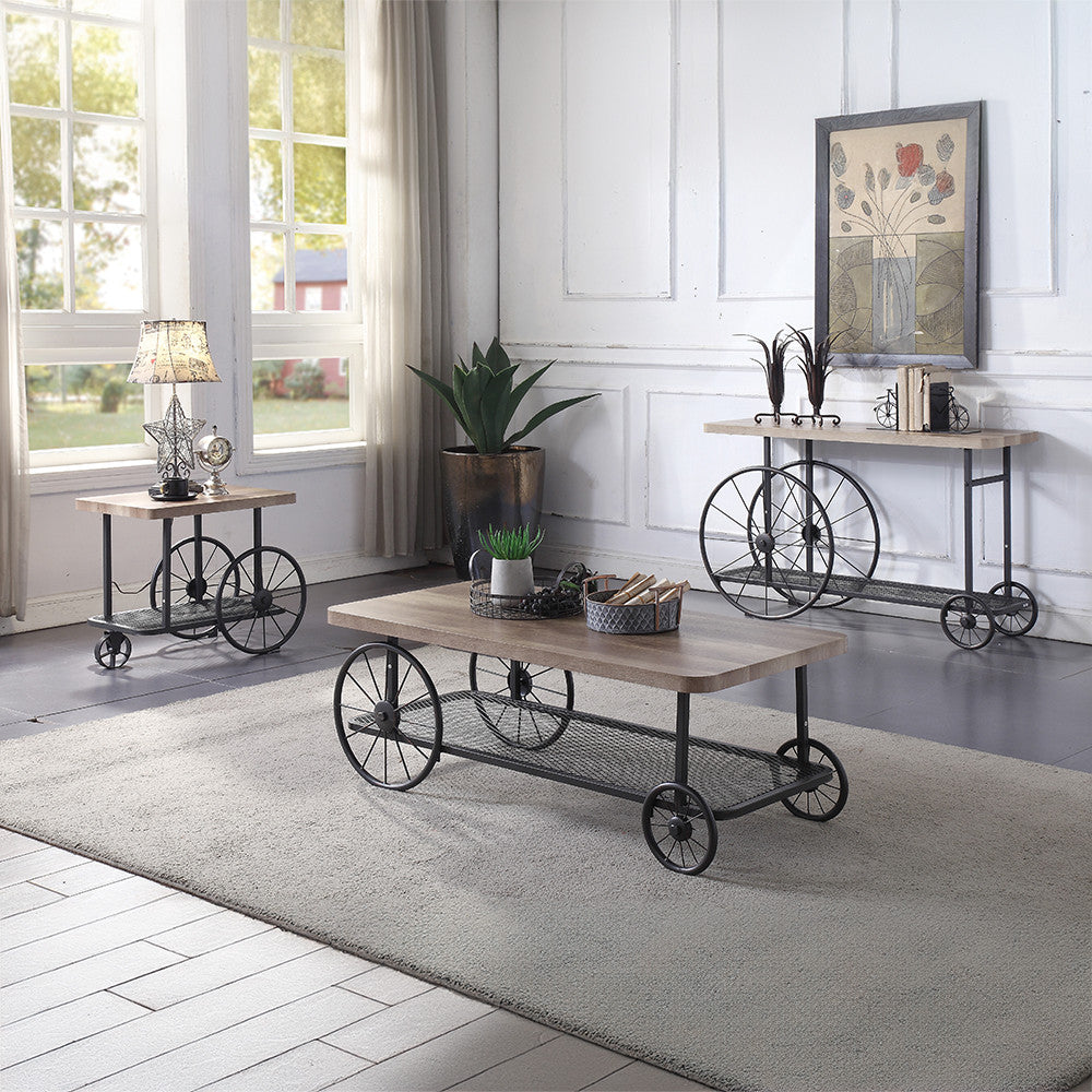 ACME 82863 Francie Sofa Table, Oak & Antique Gray