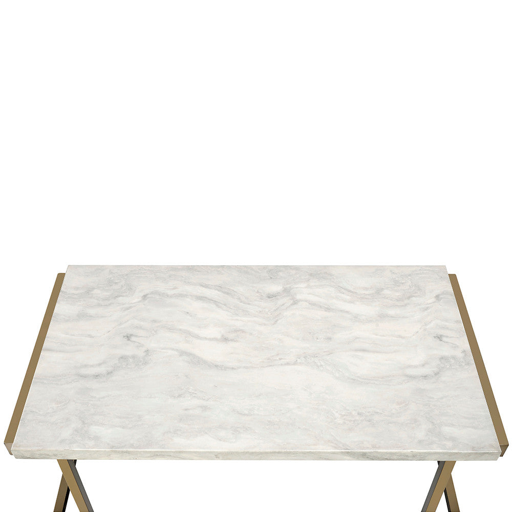 ACME 82873 Boice II Sofa Table, Faux Marble & Champagne