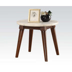 ACME 82892 Gasha End Table, White Marble & Walnut