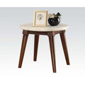 ACME 82892 Gasha End Table, White Marble & Walnut