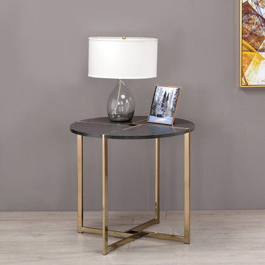 ACME 83007 Bromia End Table, Black & Champagne