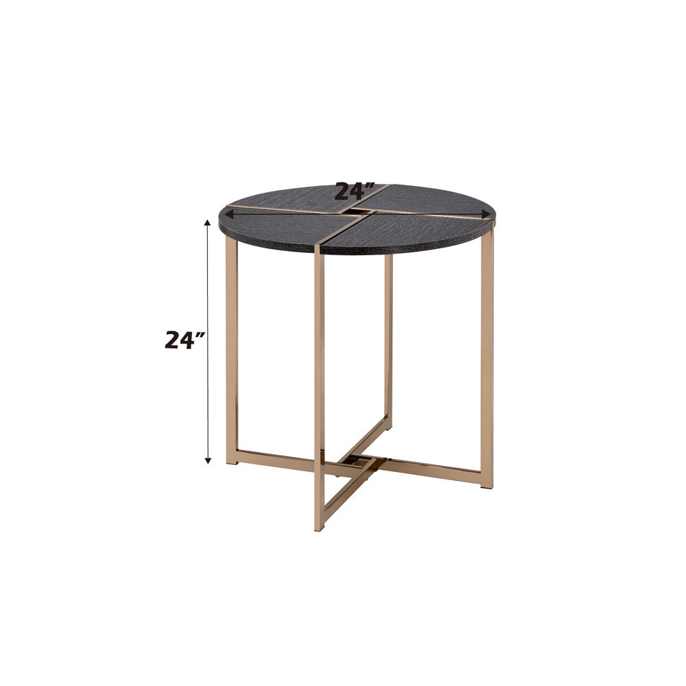 ACME 83007 Bromia End Table, Black & Champagne