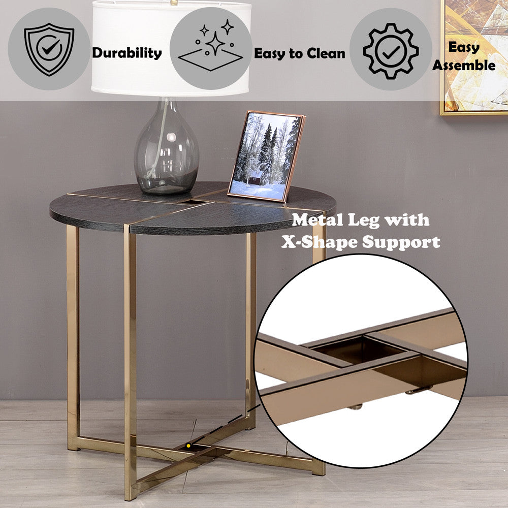 ACME 83007 Bromia End Table, Black & Champagne
