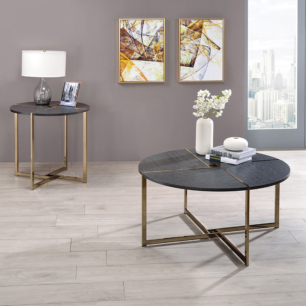 ACME 83007 Bromia End Table, Black & Champagne