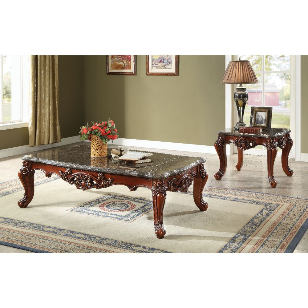 ACME 83065 Eustoma Coffee Table, Marble & Walnut