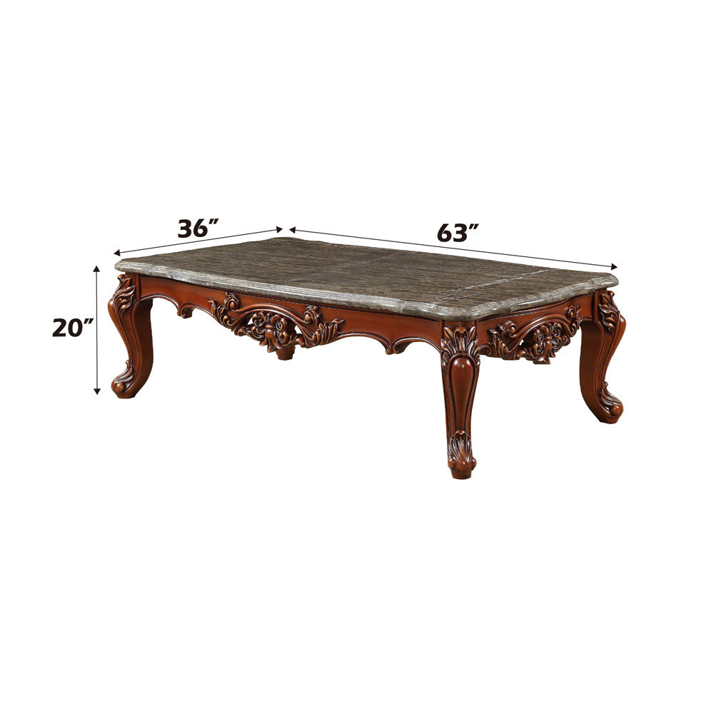 ACME 83065 Eustoma Coffee Table, Marble & Walnut