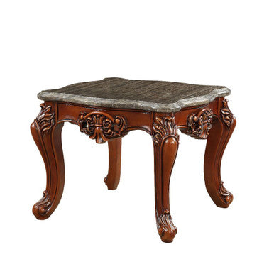 ACME 83067 Eustoma End Table, Marble & Walnut