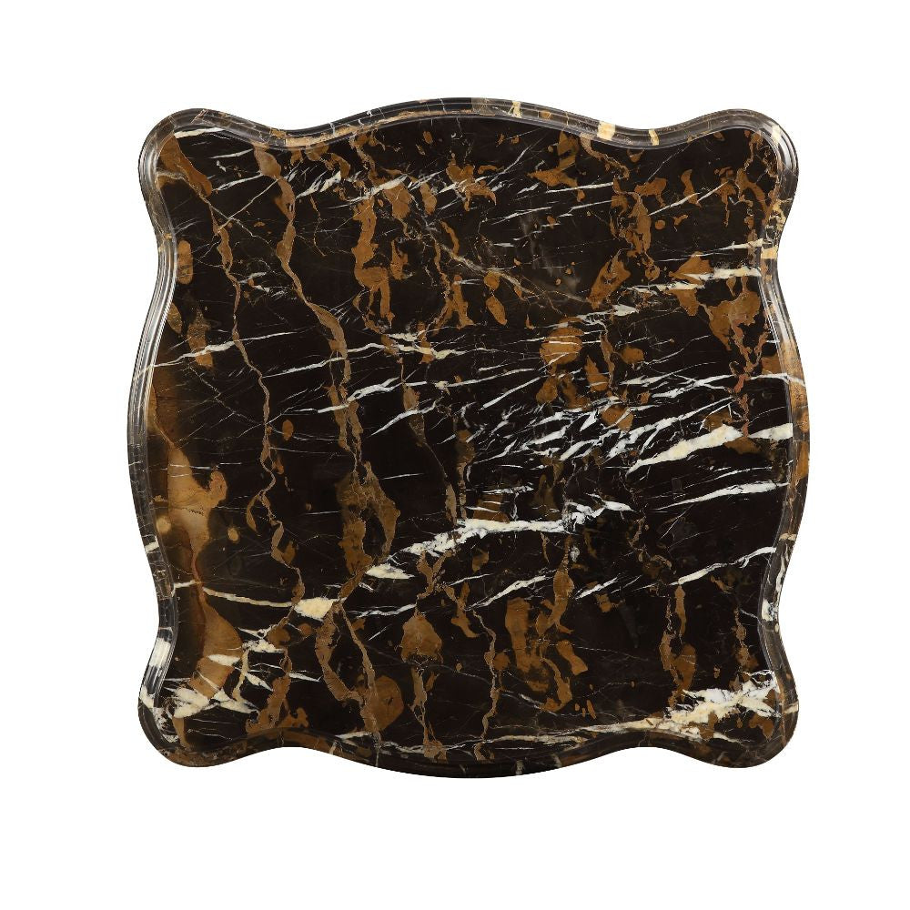 ACME 83072 Forsythia End Table, Marble & Walnut