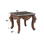 ACME 83072 Forsythia End Table, Marble & Walnut