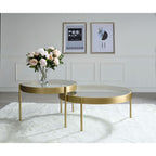 ACME 83095 Andover 2 Piece Pack Nesting Tables, Clear Glass & Gold