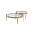 ACME 83095 Andover 2 Piece Pack Nesting Tables, Clear Glass & Gold