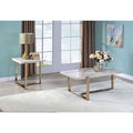 ACME 83107 Feit End Table, Faux Marble & Champagne