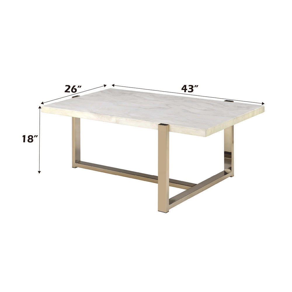 ACME 83105 Feit Coffee Table, Faux Marble & Champagne