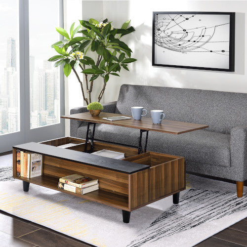 ACME 83140 Avala Coffee Table with Lift Top, Walnut & Black