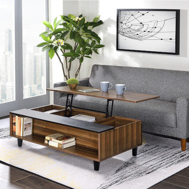 ACME 83140 Avala Coffee Table with Lift Top, Walnut & Black