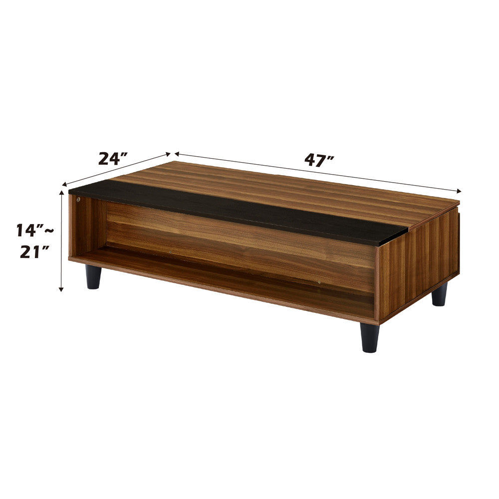 ACME 83140 Avala Coffee Table with Lift Top, Walnut & Black
