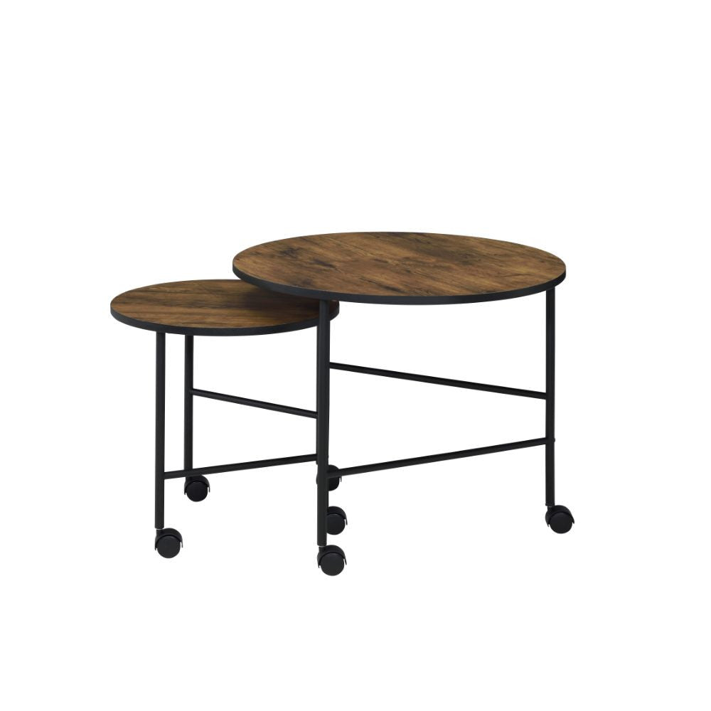ACME 83150 Oblis 2 Piece Pack Nesting Tables, Vintage Oak