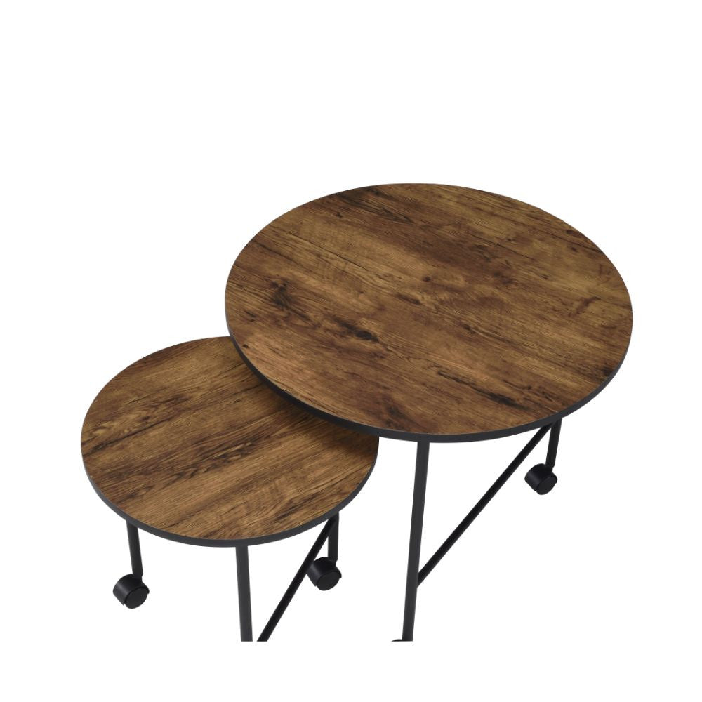 ACME 83150 Oblis 2 Piece Pack Nesting Tables, Vintage Oak