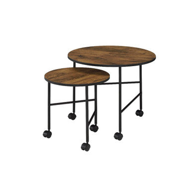 ACME 83150 Oblis 2 Piece Pack Nesting Tables, Vintage Oak