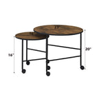 ACME 83150 Oblis 2 Piece Pack Nesting Tables, Vintage Oak