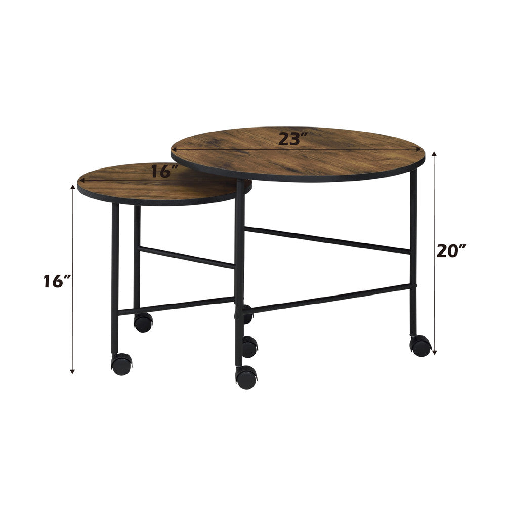 ACME 83150 Oblis 2 Piece Pack Nesting Tables, Vintage Oak