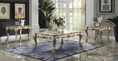 ACME 83160 Dresden Coffee Table, Gold Patina & Bone