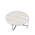 ACME 83210 Brecon Coffee Table, White Oak &Chrome